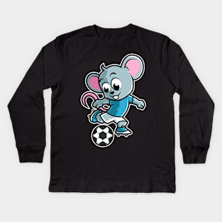 Mouse Football Game Day Funny Team Sports Rat Soccer print Kids Long Sleeve T-Shirt